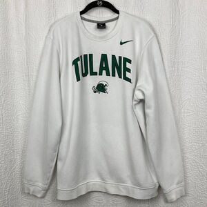 Nike Tulane University Green Wave Men’s Crew Neck White Sweatshirt sz XL